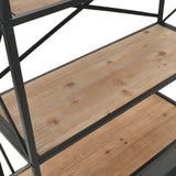 NNEVL Bookcase Solid Firwood and Steel 80x32.5x180 cm