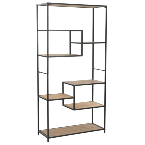 NNEVL Bookcase Solid Firwood and Steel 90.5x35x180 cm