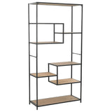 NNEVL Bookcase Solid Firwood and Steel 90.5x35x180 cm