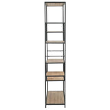 NNEVL Bookcase Solid Firwood and Steel 90.5x35x180 cm