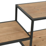 NNEVL Bookcase Solid Firwood and Steel 90.5x35x180 cm