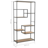 NNEVL Bookcase Solid Firwood and Steel 90.5x35x180 cm
