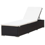 NNEVL Sun Lounger with Cushion Poly Rattan Brown
