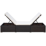 NNEVL Sun Lounger with Cushion Poly Rattan Brown