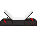 NNEVL Sun Lounger with Cushion Poly Rattan Brown