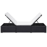 NNEVL Sun Lounger with Cushion Poly Rattan Black