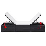 NNEVL Sun Lounger with Cushion Poly Rattan Black