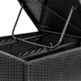 NNEVL Sun Lounger with Cushion Poly Rattan Black