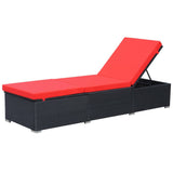 NNEVL Sun Lounger with Cushion Poly Rattan Black
