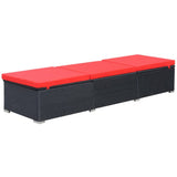 NNEVL Sun Lounger with Cushion Poly Rattan Black