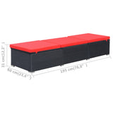 NNEVL Sun Lounger with Cushion Poly Rattan Black