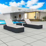 NNEVL Sun Loungers 2 pcs Poly Rattan Black