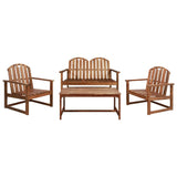 NNEVL 4 Piece Outdoor Lounge Set Solid Acacia Wood