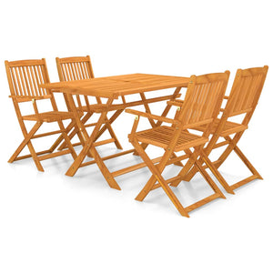 NNEVL 5 Piece Folding Outdoor Dining Set Solid Acacia Wood