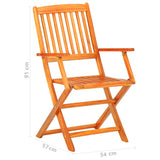 NNEVL 5 Piece Folding Outdoor Dining Set Solid Acacia Wood