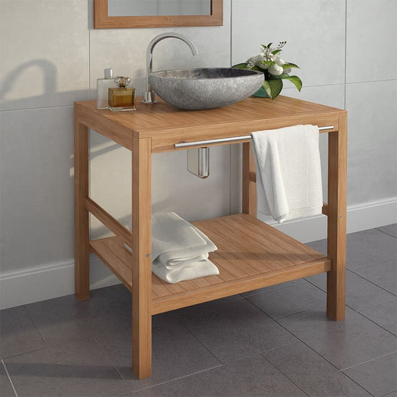 NNEVL Bathroom Vanity Cabinet Solid Teak 74x45x75 cm