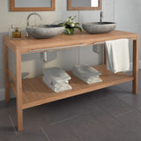 NNEVL Bathroom Vanity Cabinet Solid Teak 132x45x75 cm