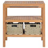 NNEVL Bathroom Vanity Cabinet with 2 Baskets Solid Teak 74x45x75 cm