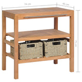NNEVL Bathroom Vanity Cabinet with 2 Baskets Solid Teak 74x45x75 cm