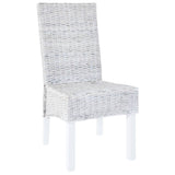 NNEVL Dining Chairs 2 pcs Light Brown Kubu Rattan and Mango Wood