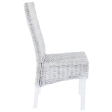 NNEVL Dining Chairs 2 pcs Light Brown Kubu Rattan and Mango Wood