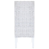 NNEVL Dining Chairs 2 pcs Light Brown Kubu Rattan and Mango Wood