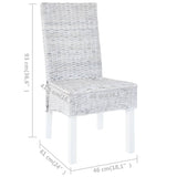 NNEVL Dining Chairs 2 pcs Light Brown Kubu Rattan and Mango Wood