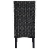 NNEVL Dining Chairs 2 pcs Black Kubu Rattan and Mango Wood