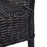NNEVL Dining Chairs 2 pcs Black Kubu Rattan and Mango Wood