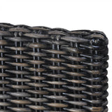 NNEVL Dining Chairs 2 pcs Black Kubu Rattan and Mango Wood