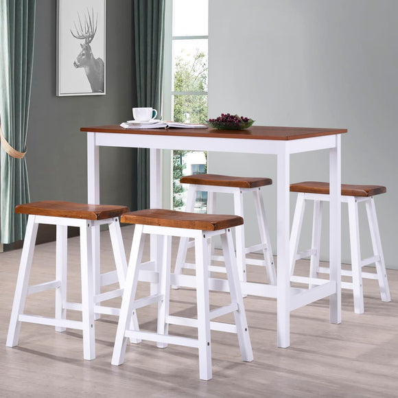 NNEVL Bar Table and Stool Set 5 Pieces Solid Wood