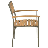 NNEVL Stackable Outdoor Chairs 2 pcs Solid Acacia Wood and Steel