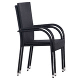 NNEVL Stackable Outdoor Chairs 2 pcs Poly Rattan Black