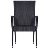 NNEVL Stackable Outdoor Chairs 2 pcs Poly Rattan Black