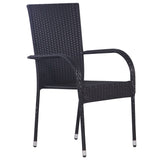 NNEVL Stackable Outdoor Chairs 2 pcs Poly Rattan Black