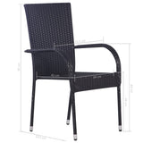NNEVL Stackable Outdoor Chairs 2 pcs Poly Rattan Black
