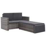 NNEVL 2 Piece Garden Lounge Set with Cushions Poly Rattan Grey