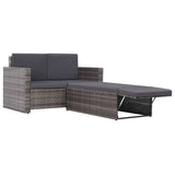 NNEVL 2 Piece Garden Lounge Set with Cushions Poly Rattan Grey