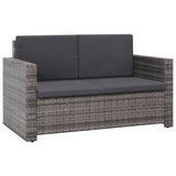 NNEVL 2 Piece Garden Lounge Set with Cushions Poly Rattan Grey