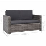 NNEVL 2 Piece Garden Lounge Set with Cushions Poly Rattan Grey