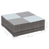 NNEVL 8 Piece Garden Lounge Set with Cushions Poly Rattan Grey
