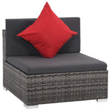 NNEVL 8 Piece Garden Lounge Set with Cushions Poly Rattan Grey