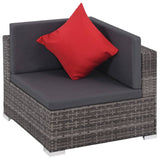 NNEVL 8 Piece Garden Lounge Set with Cushions Poly Rattan Grey