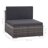 NNEVL 8 Piece Garden Lounge Set with Cushions Poly Rattan Grey