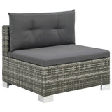 NNEVL 10 Piece Garden Lounge Set with Cushions Poly Rattan Grey