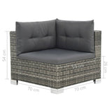 NNEVL 10 Piece Garden Lounge Set with Cushions Poly Rattan Grey