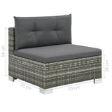 NNEVL 10 Piece Garden Lounge Set with Cushions Poly Rattan Grey