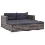 NNEVL 3 Piece Garden Lounge Set with Cushions Poly Rattan Grey