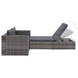 NNEVL 3 Piece Garden Lounge Set with Cushions Poly Rattan Grey