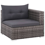 NNEVL 3 Piece Garden Lounge Set with Cushions Poly Rattan Grey